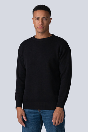 Crewneck Knit Sweater - Sort