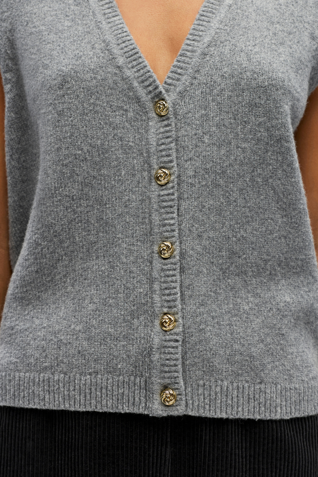 Ivona S/L Knit Vest - Medium Grey Melange