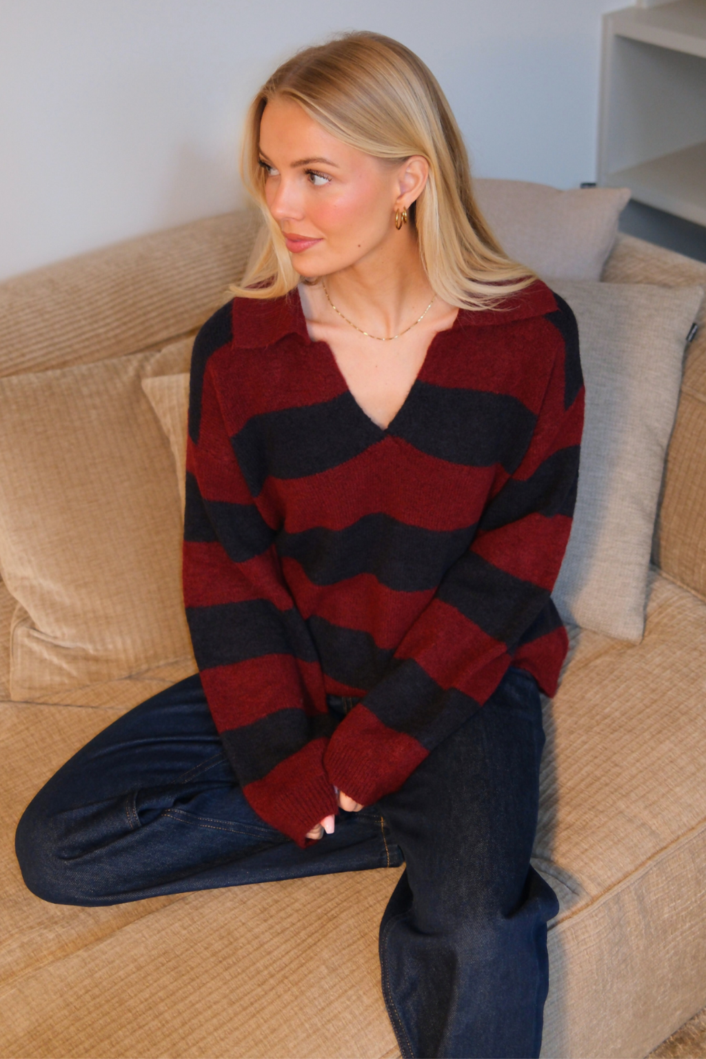 Nora Strik - Bordeaux/Dyb Blå