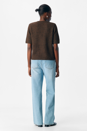 Aggia Kortærmet Strik Pullover - Sælbrun