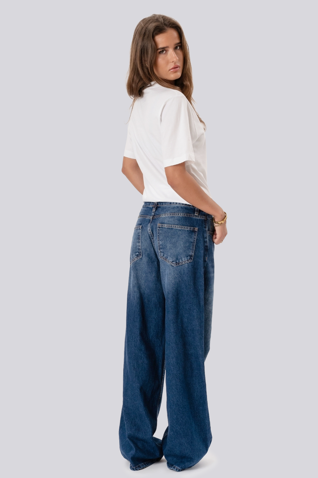 Serena Baggy Jeans - Mellemblå