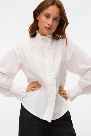 Fanni Ruffel Top - Sne Hvid