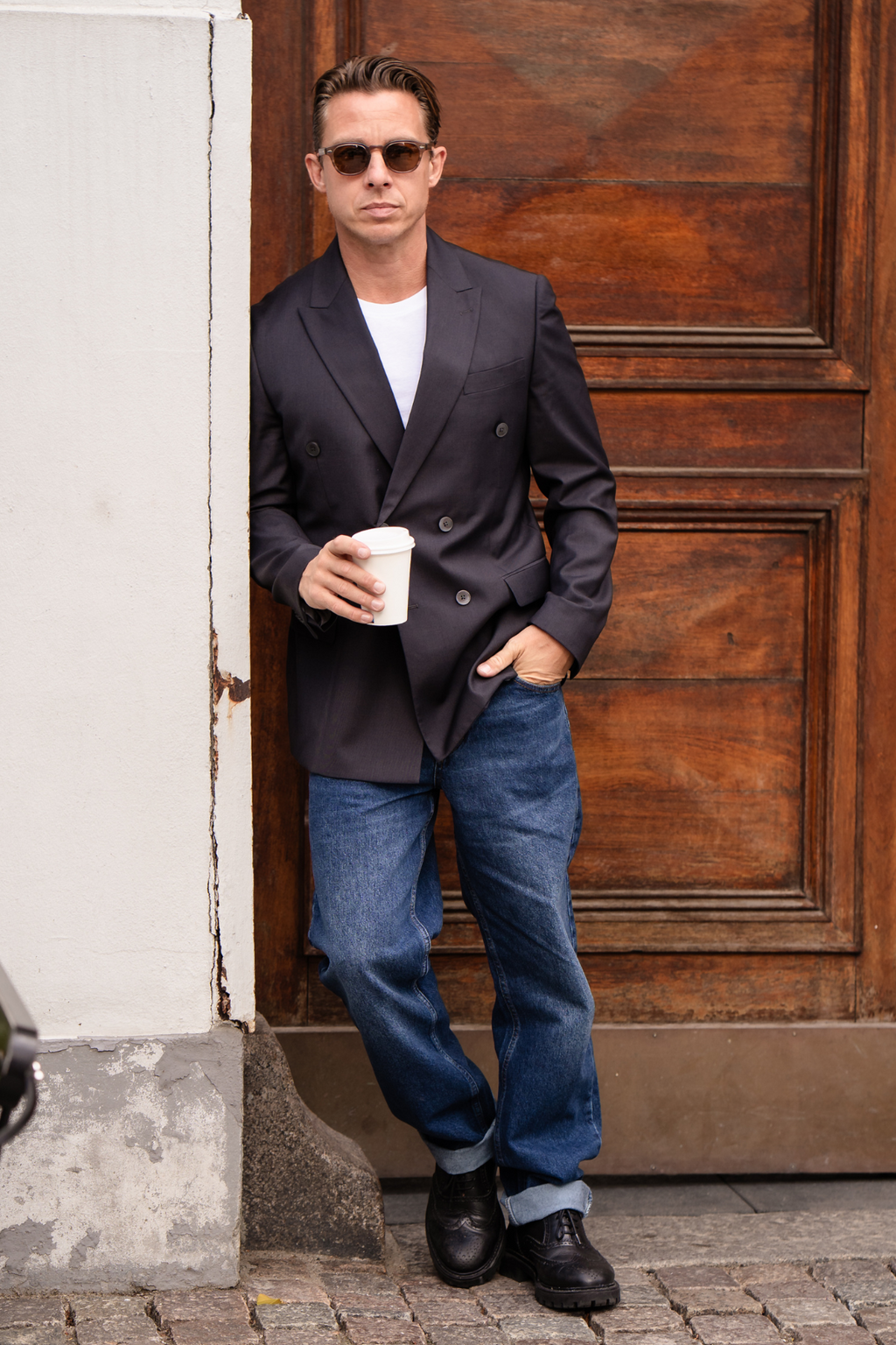 Premium Dobbelttradet Blazer - Sort