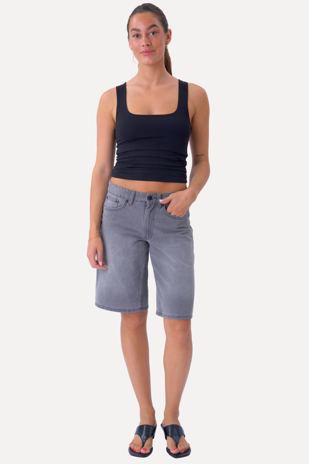 Denim Shorts - Grå