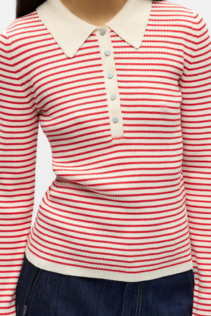 Kelly Polo Strik Pullover - Birch Poinsettia