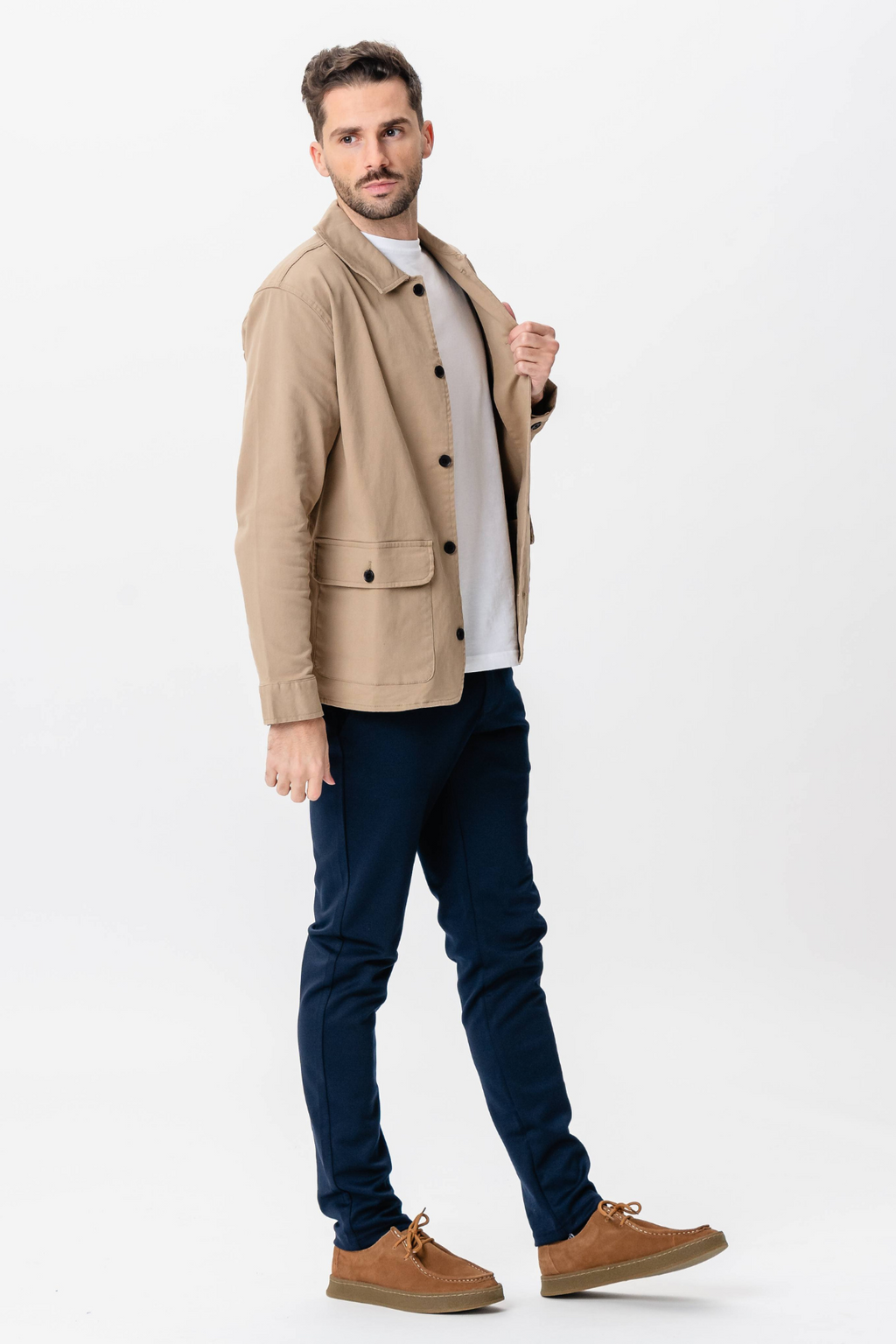 Twill Skjorte Jakke - Mørk Sand