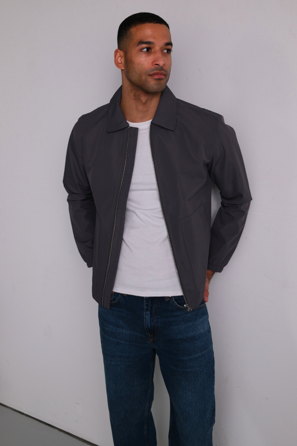 Short Zip Jacket - Grå