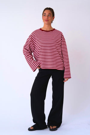 Cleo Bluse - Burgundy/Pink