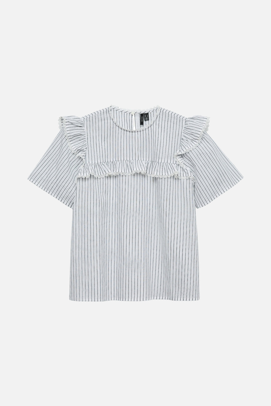 Bell Frill Stripe Top - Snow White / Black