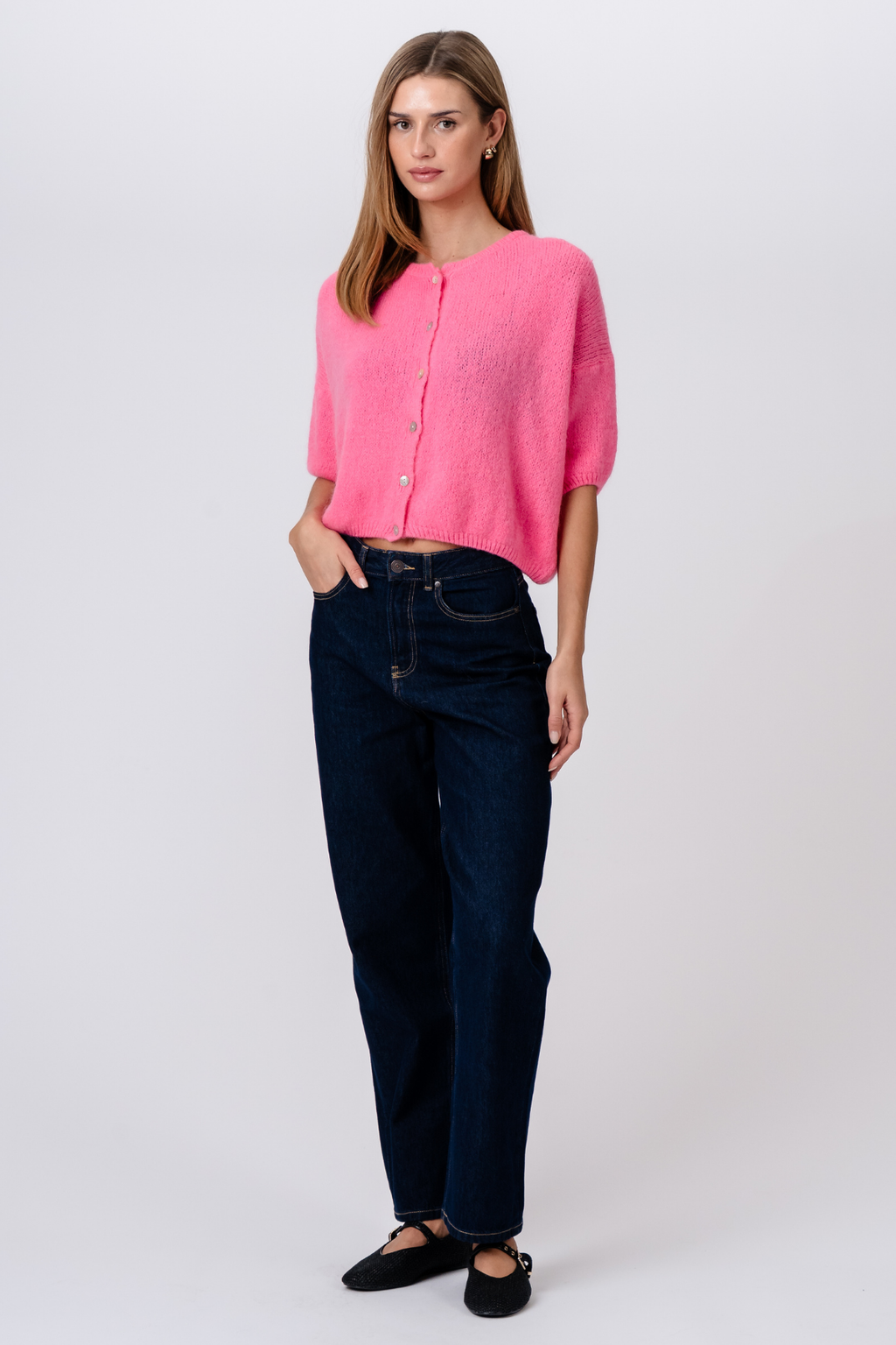 Mary Kortærmet Strik - Baby Pink