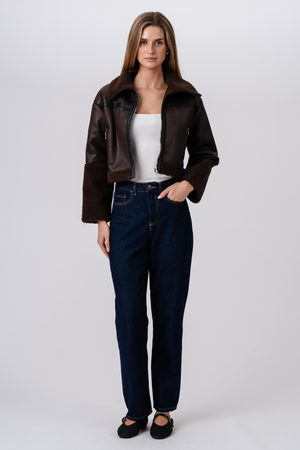 Daisy Shearling Jakke - Brun/Sort