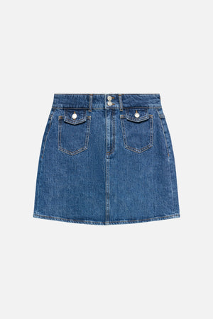Tessa Pocket Short Skirt - Medium Blue Denim