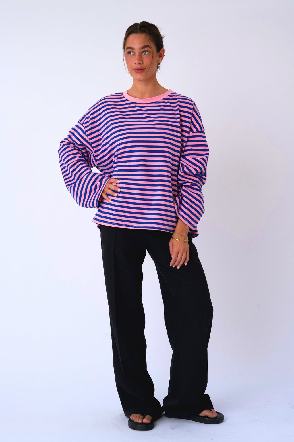 Cleo Bluse - Blå/Pink