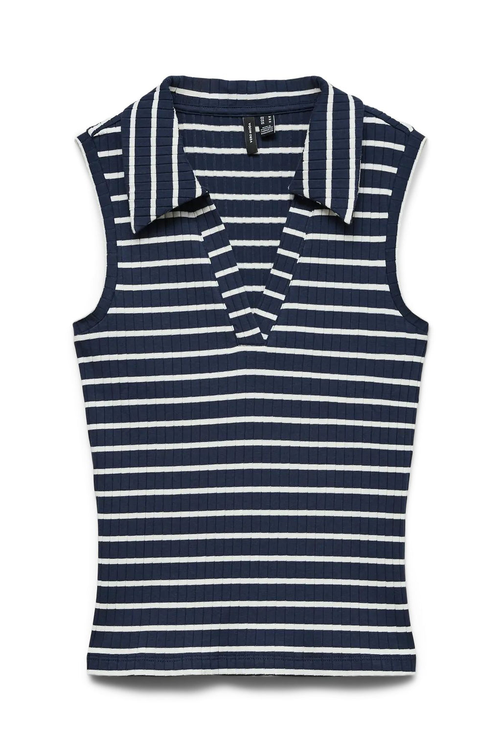 Sea Collar Top - Navy Stribet - Snow White