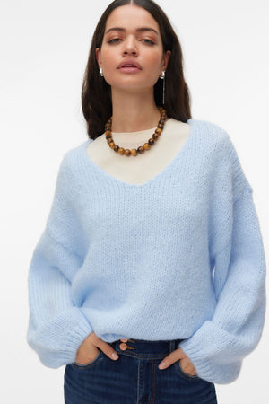 Vero Moda Maybe 2way V-Neck Pullover - Cashmere Blue
