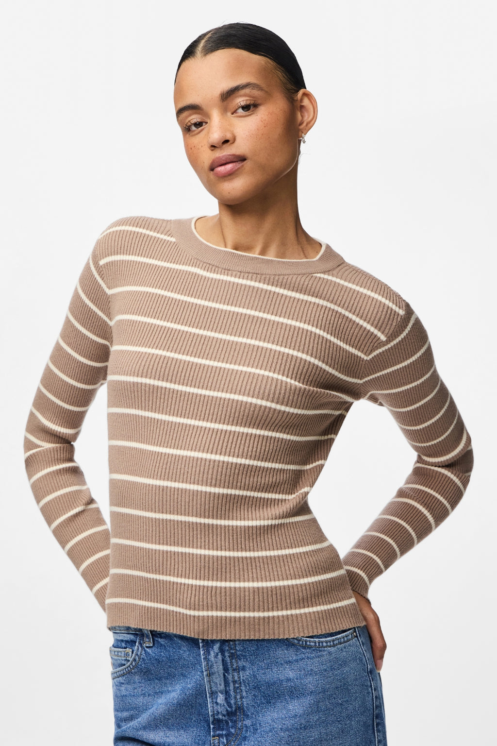Mira New O-Neck Knit - Greige/Birk