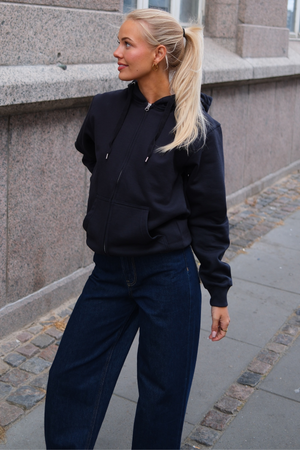 Basic Zip Hoodie - Mørk Navy