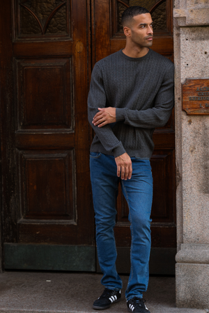 Pullover Kabel Strik - Charcoal Melange