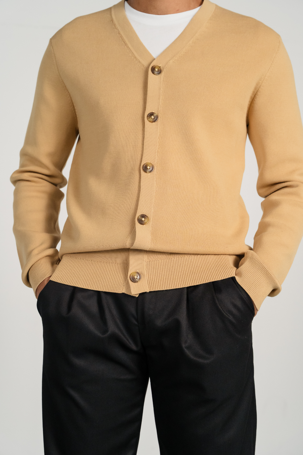Milo Strik Cardigan - Sand