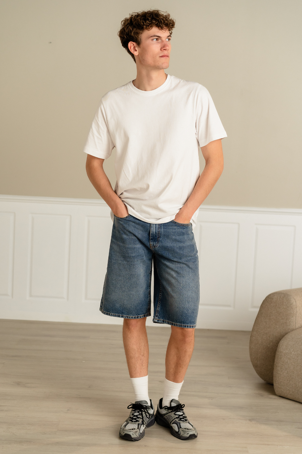 Denim Shorts Loose - Blå