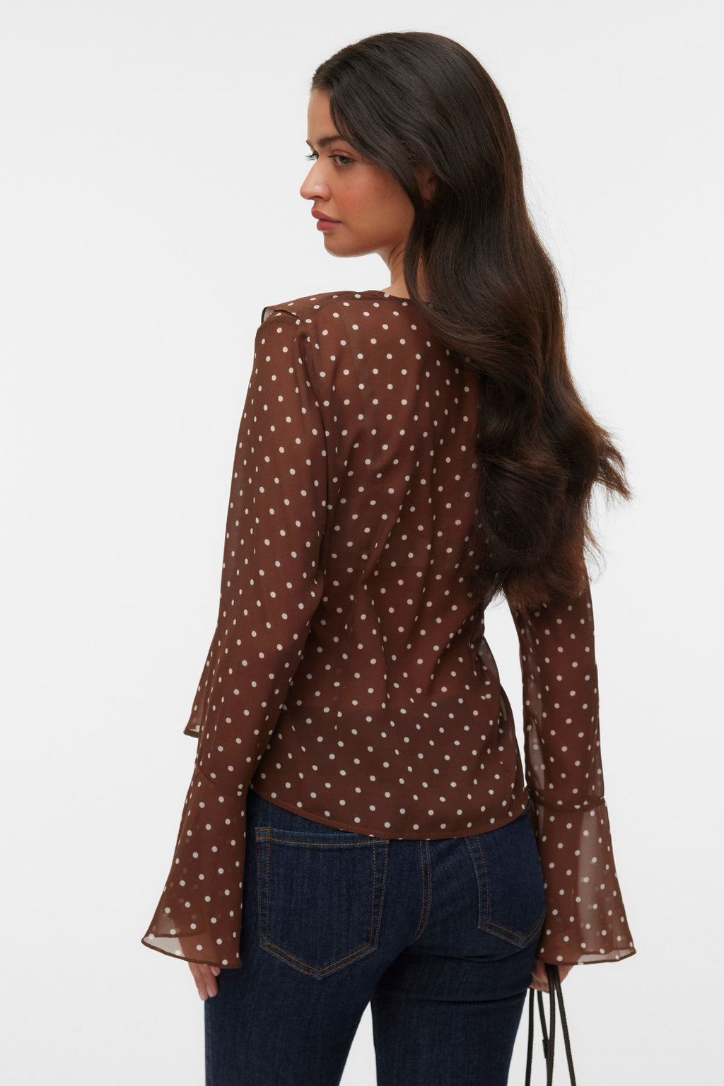 Willow Frill Top - Chocolate Martini: Snow White dot