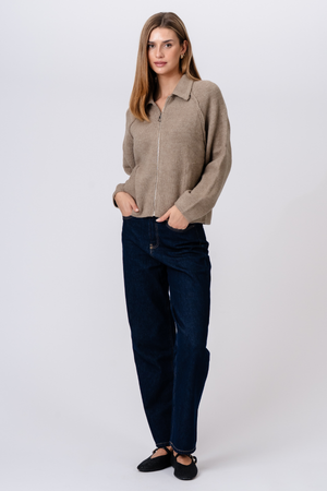 Selma Strik med Lynlås - Beige