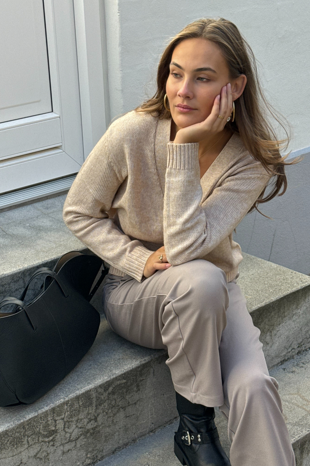 Strikket Cardigan - Beige