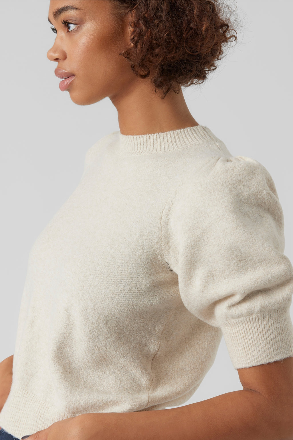 Doffy O-hals Pullover - Birch Melange
