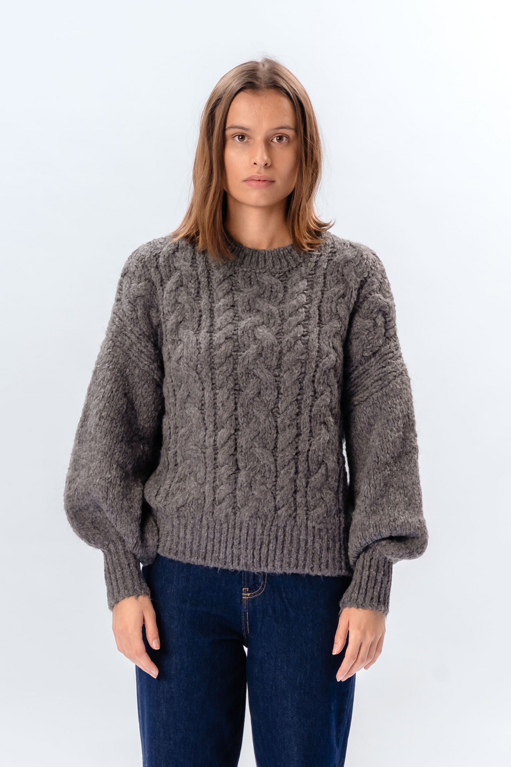 Emma Cable Knit - Grå