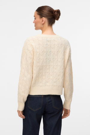 Aries O-Neck Cable Pullover - Birch