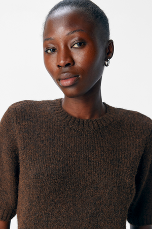 Aggia Kortærmet Strik Pullover - Sælbrun
