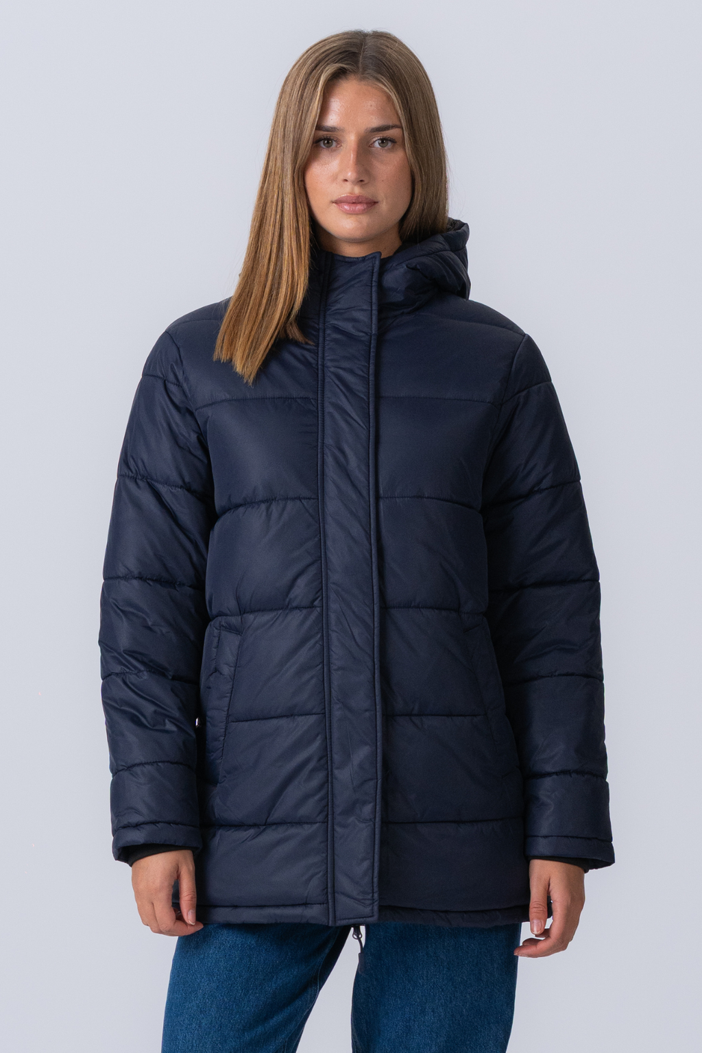 Lang Puffer Jakke - Navy