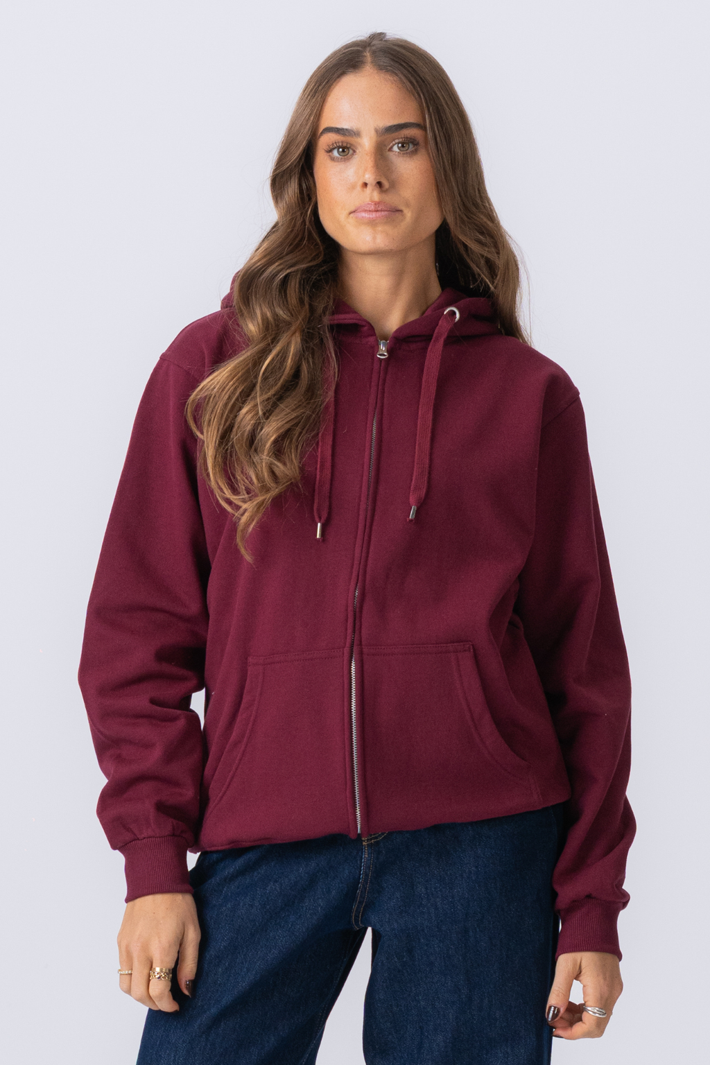 Basic zip hoodie - Bordeaux