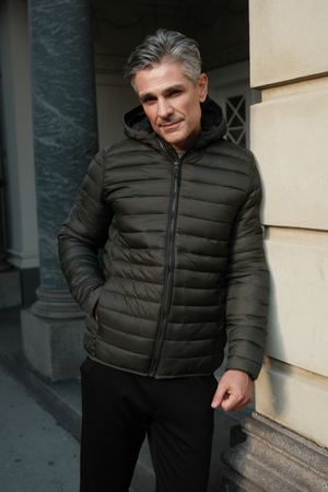 Hooded Let Puffer Jakke - Oliven