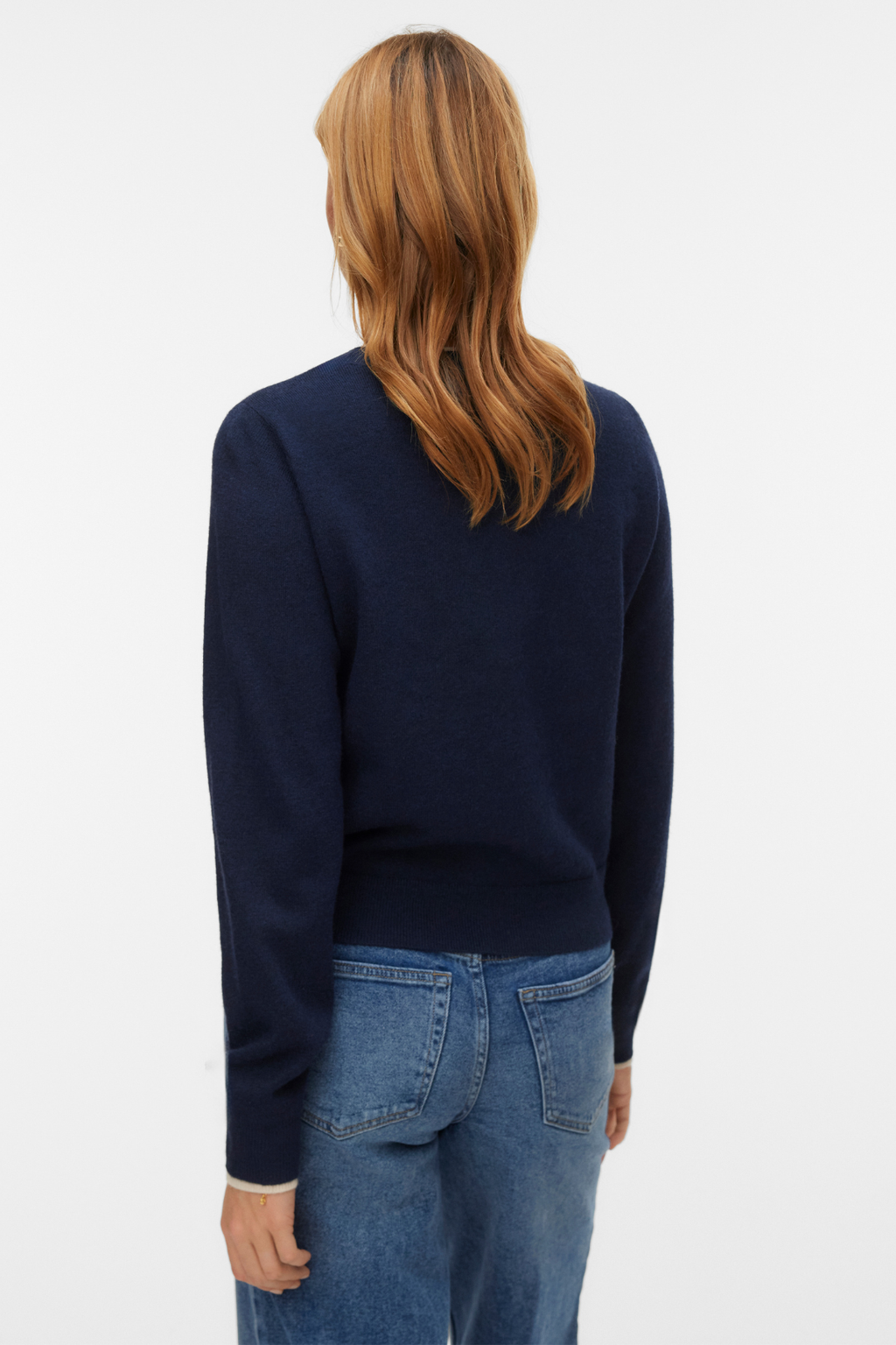 Skøn O-Neck Cardigan - Navy Blazer m. Birch