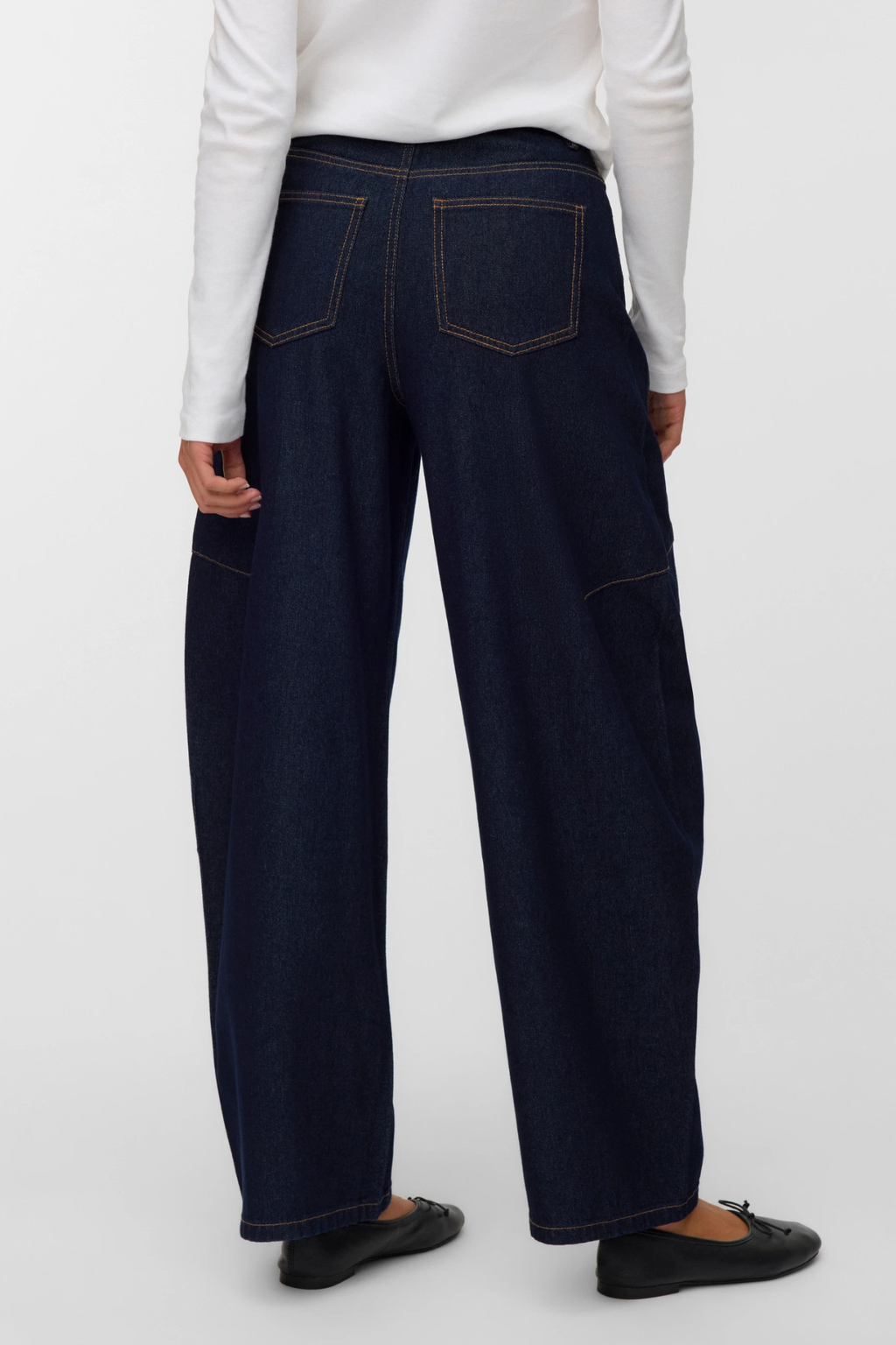 Kaitlin Wide Barrel Jeans - Mørkeblå Denim