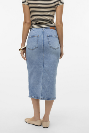 Natalie Midi Nederdel - Light Blue Denim