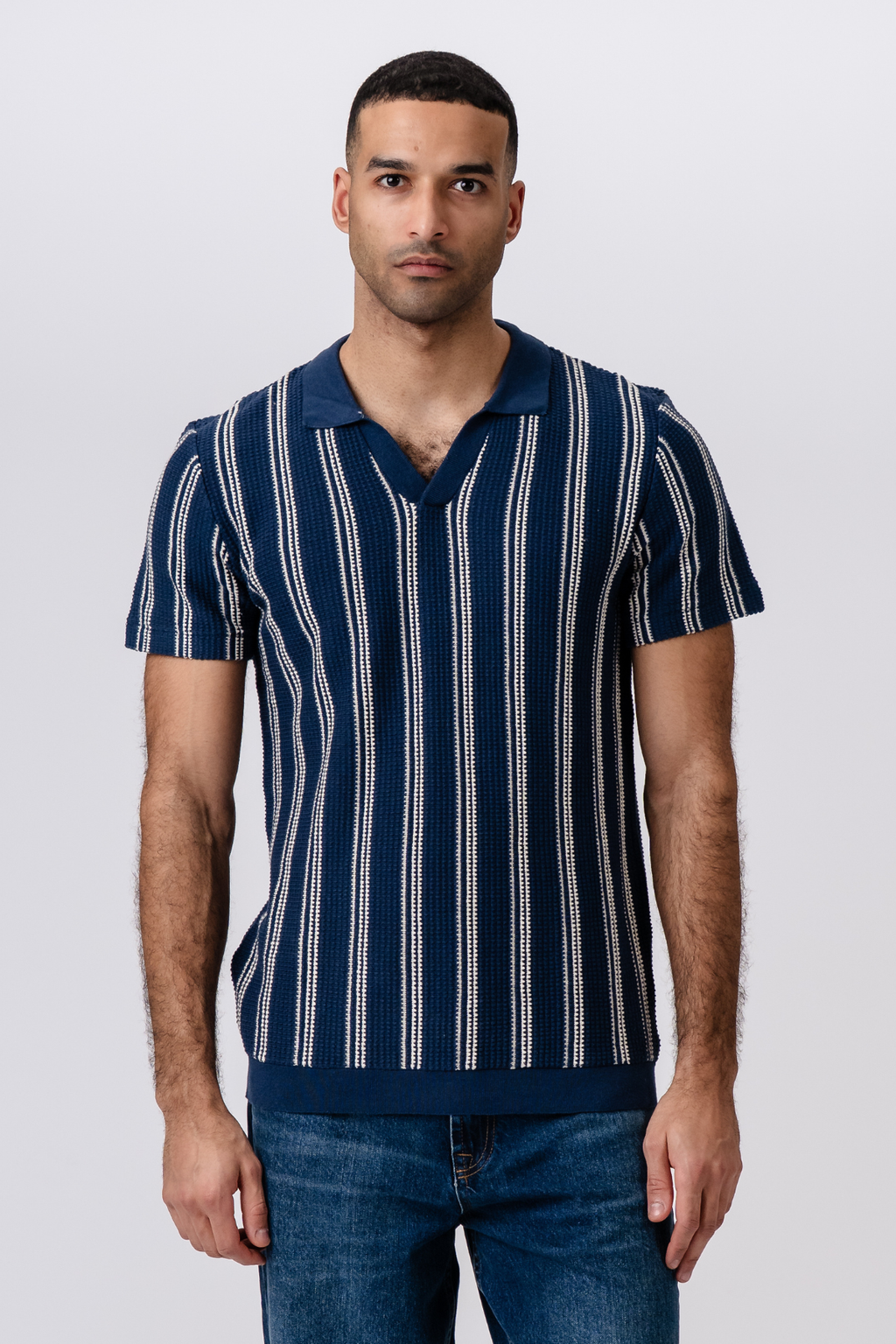 Stribet Pullover - Blå