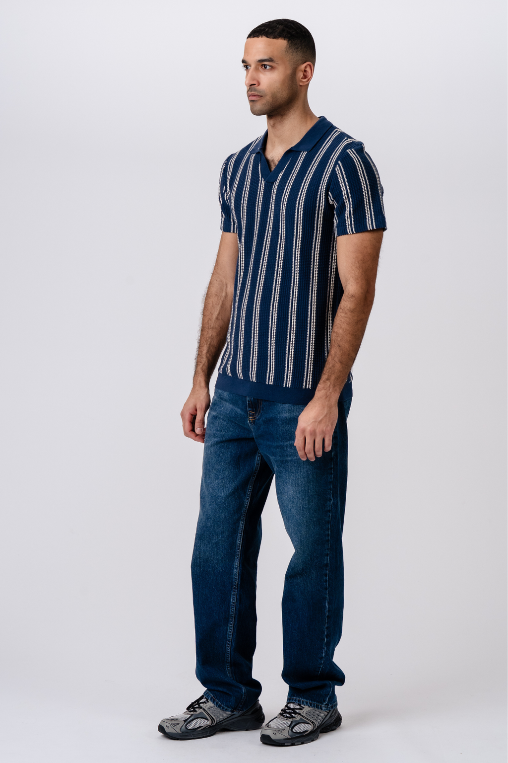 Stribet Pullover - Blå