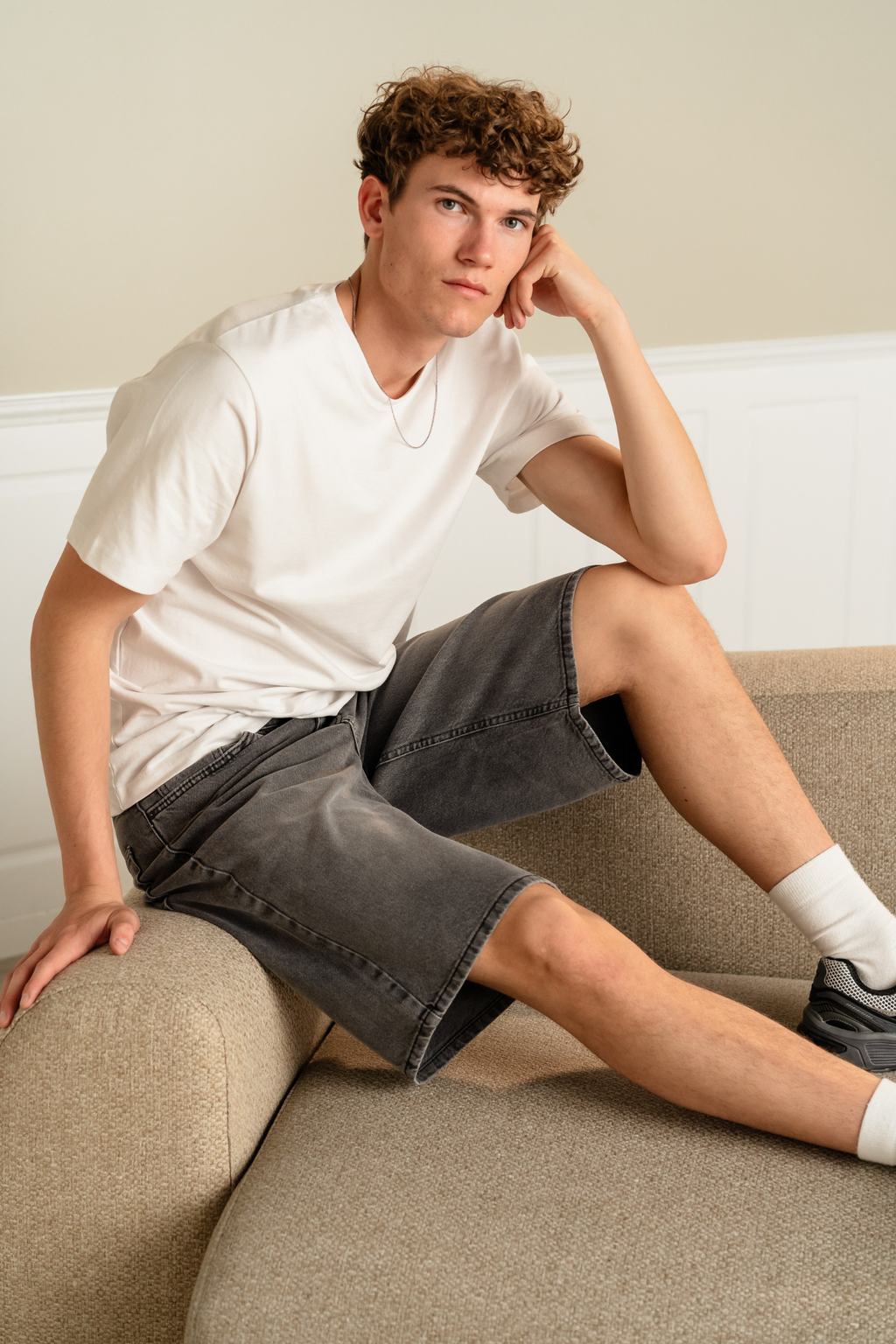 Denim Shorts Loose - Grå