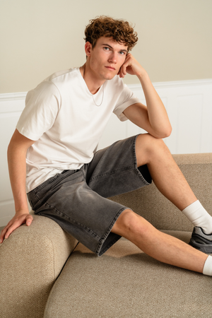 Denim Shorts Loose - Grå