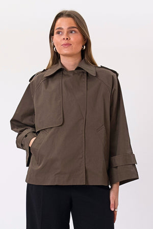Elara Short Trenchcoat - Brun