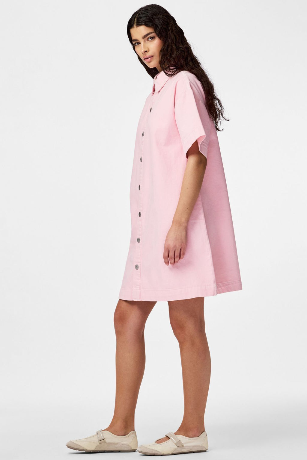 Sky A-Shape Denim Kjole - Roseate Spoonbill