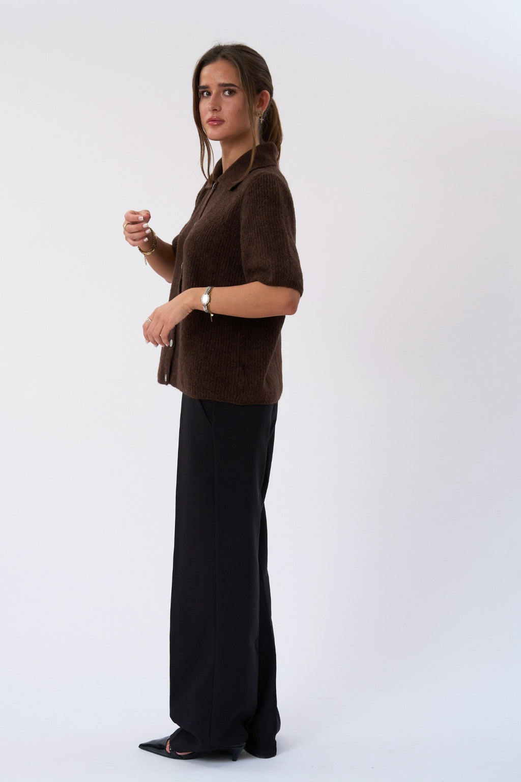 Alba Polo Knit - Chocolate