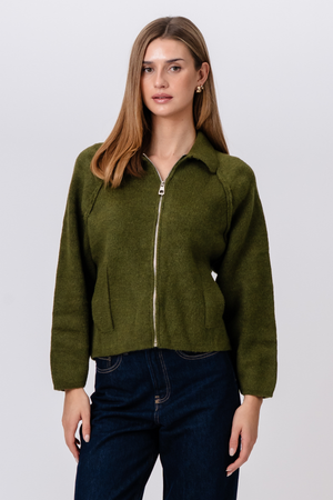 Selma Strik med Lynlås - Khaki