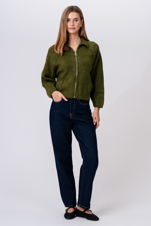 Selma Strik med Lynlås - Khaki