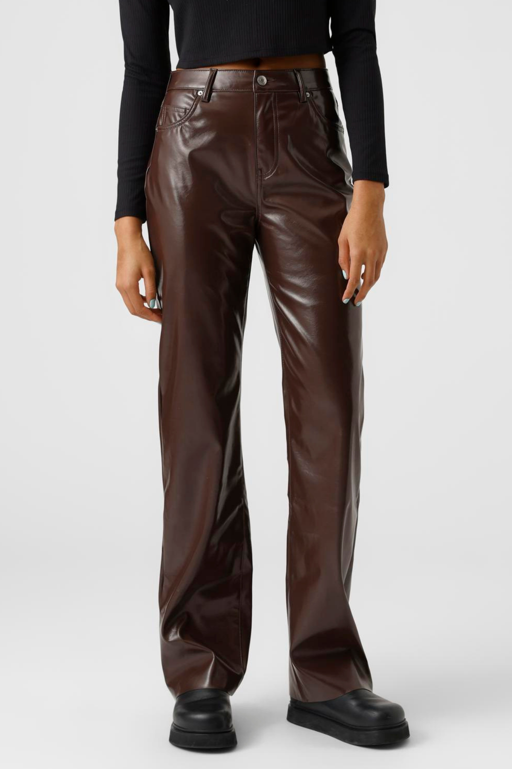 Kithy Loose Glossy Bukser - Coffee Bean