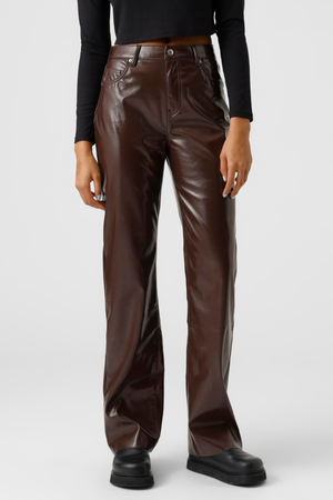 Kithy Loose Glossy Bukser - Coffee Bean