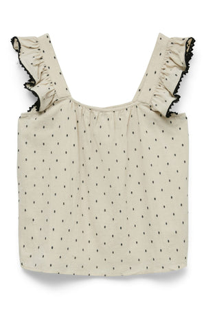 Pretty Dobby Top - Oatmeal Black Dobby