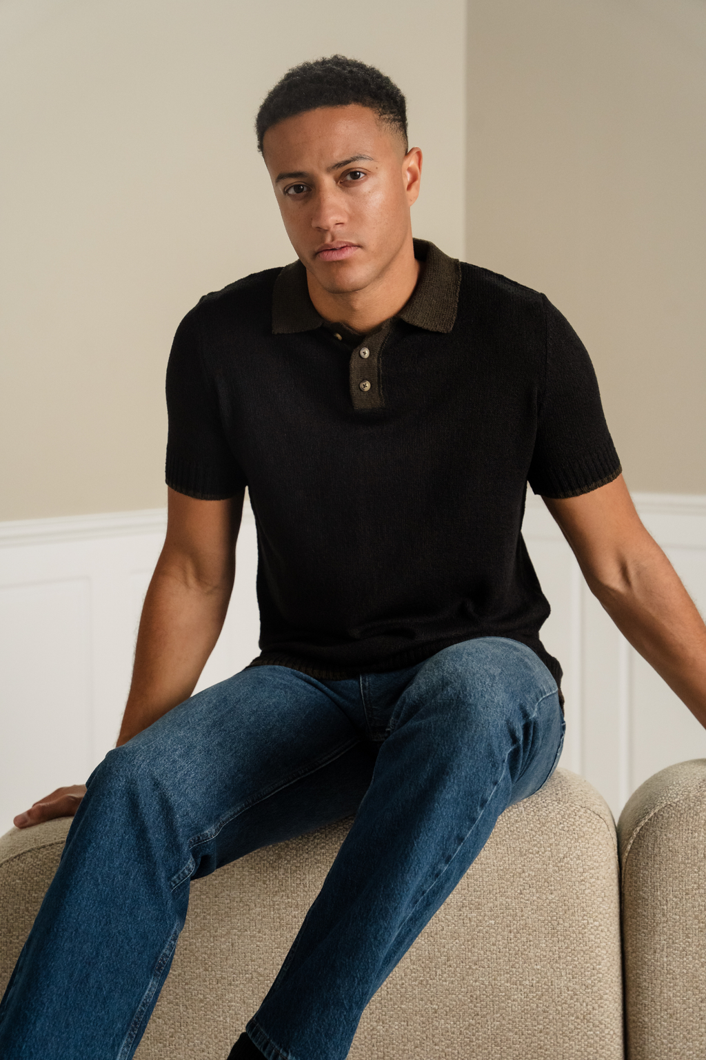 Strikket Polo - Brun